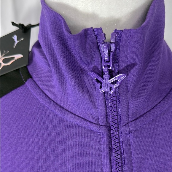 Puma Dua Lipa Collaboration Purple and Black Crop Track Suit Jacket Size Medium - Picture 3 of 10